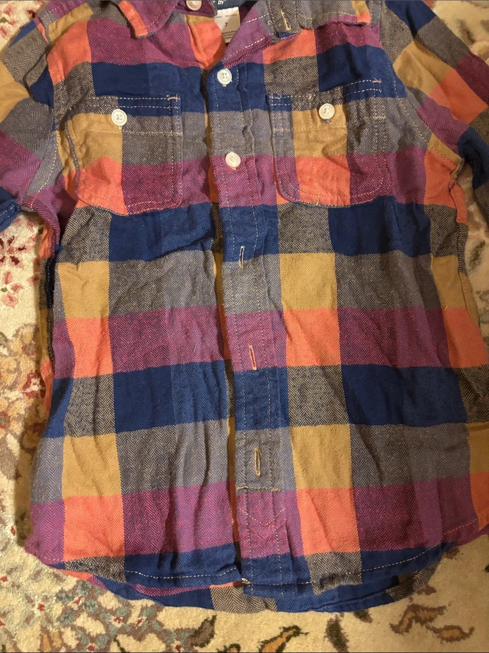 Oshkosh Multicolor Plaid Button-Up Shirt — Blue, Yellow & Pink